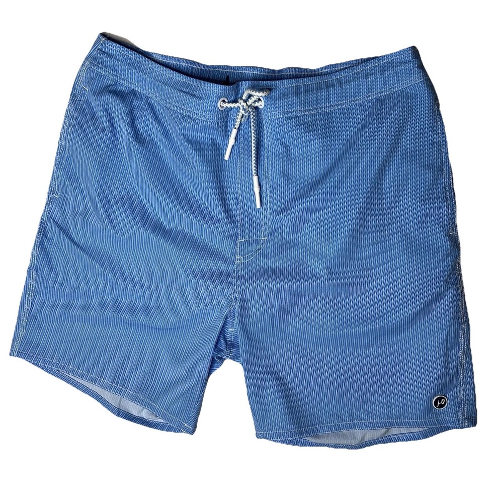 Johnnie O Men's Low Tide Half Elastic Surf Shorts light blue striped L Beach